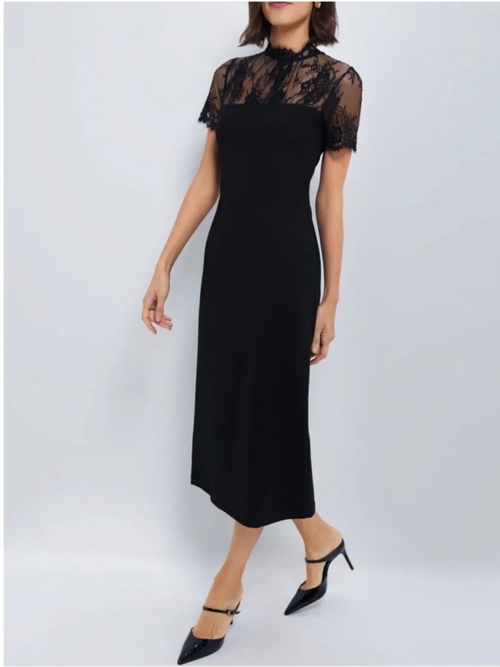 HYACINTH HOUSE Black Lace Agatha Midi Dress Cocktail Party Elegant size XL